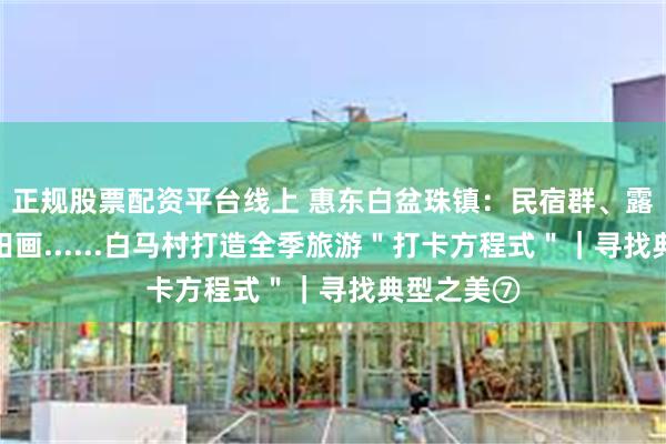 正规股票配资平台线上 惠东白盆珠镇：民宿群、露营地、稻田画......白马村打造全季旅游＂打卡方程式＂｜寻找典型之美⑦