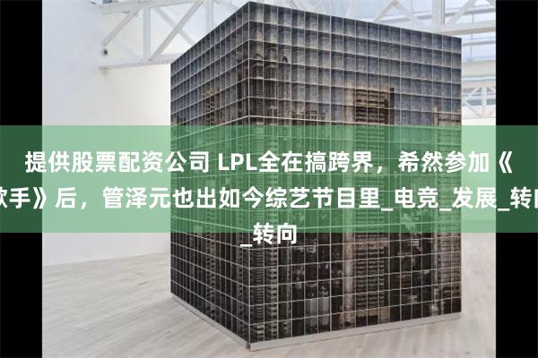 提供股票配资公司 LPL全在搞跨界，希然参加《歌手》后，管泽元也出如今综艺节目里_电竞_发展_转向