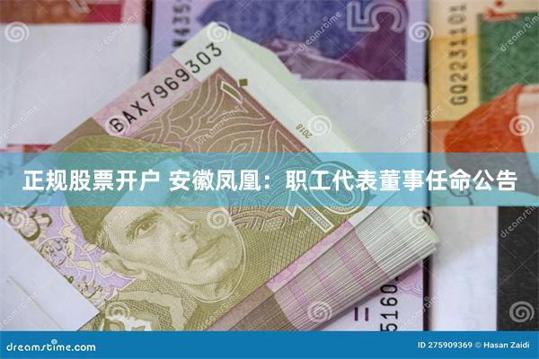 正规股票开户 安徽凤凰：职工代表董事任命公告