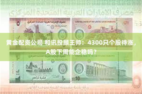 黄金配资公司 和讯投顾王帅：4300只个股待涨，A股下周能企稳吗？